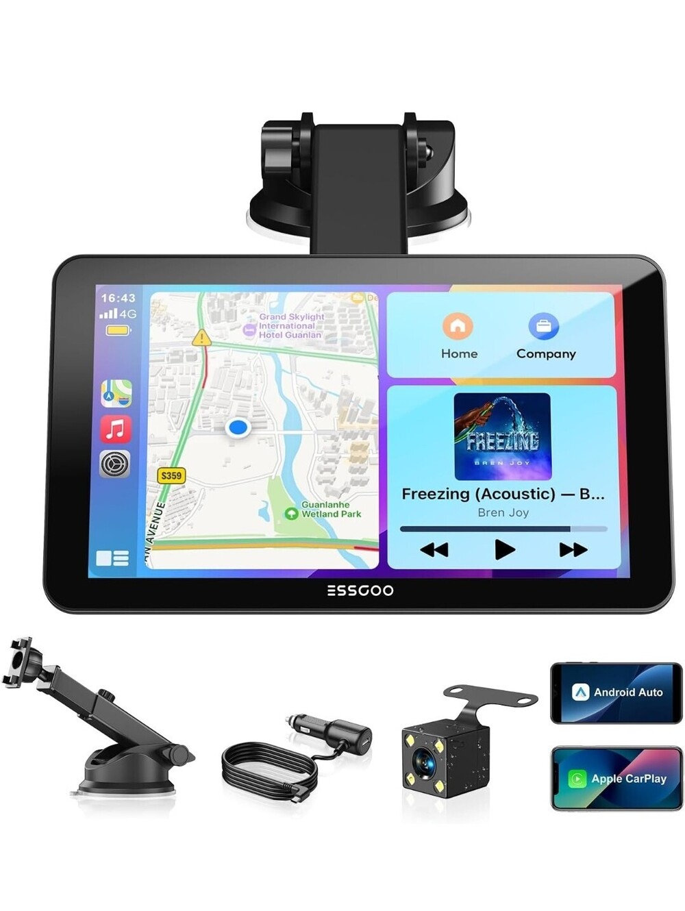 7" Wireless CarPlay & Android Auto Screen, HD IPS Touchscreen, GPS & Mirror Link